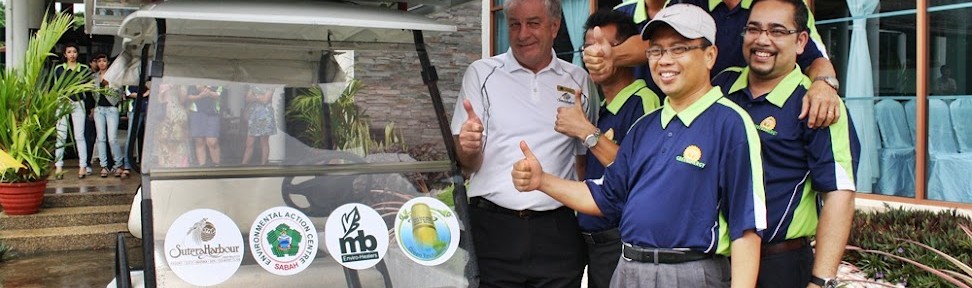 Representatives from the companies involves with the prototype solar panel mounted golf buggy.