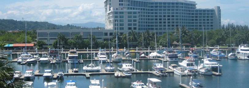 A view of The Pacific Sutera across Sutera Harbour Marina at Sutera Habour Resort